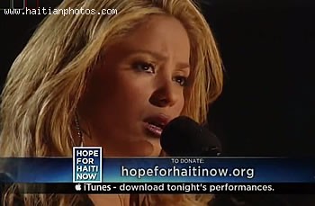 Shakira Singing In Hope For Haiti Telethon
