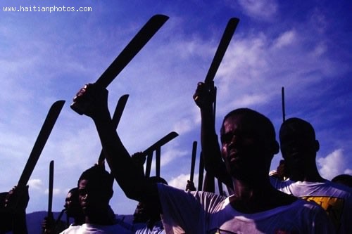 Haitian Protest With Machete