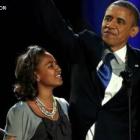 Barack Obama and Family at the Victory party