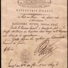 Picture of a letter from Alexandre Petion
