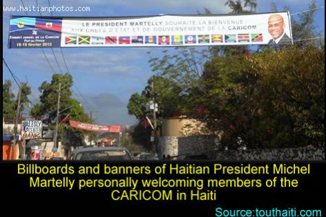 Martelly Banner Welcoming Members of CARICOM in Haiti