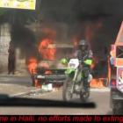 Car burning in Haiti