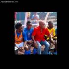 Michel Martelly supporting Haitian Team playing against Spain