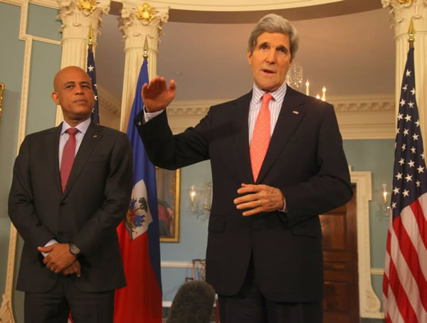 Michel Martelly with Secretary of State John Kerry