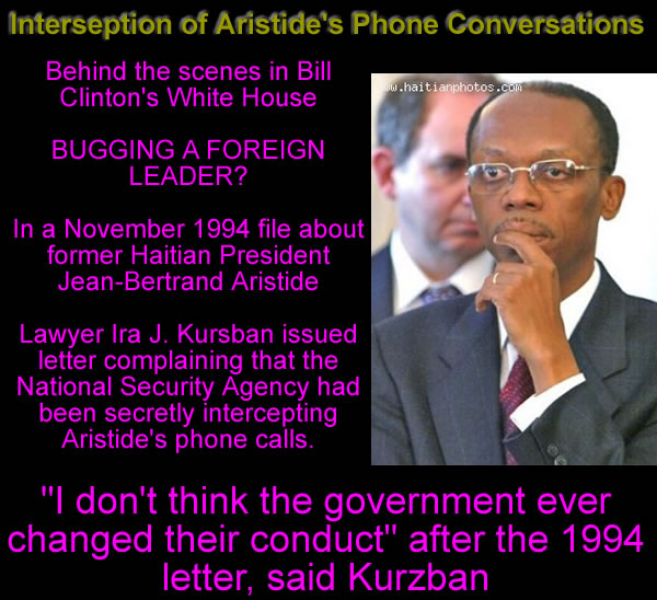 Phone Calls of Jean Bertrand Aristide being intercepted