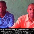 Biron Odige and Rony Timothee of FOPARK arrested during Protest