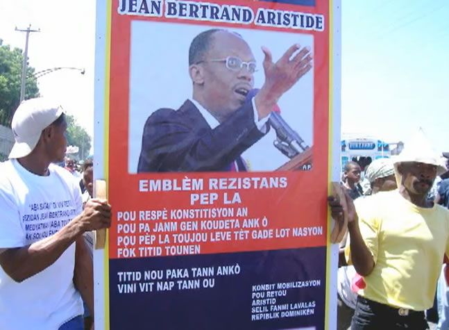 Protest in support of President Jean Bertrand Aristide