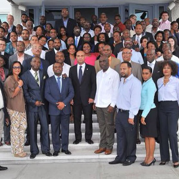 Laurent Lamothe souvenir picture as Prime Minister with staff