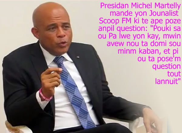 Presidan Martelly mande yon Jounalist Scoop FM domi nan minm Kaban
