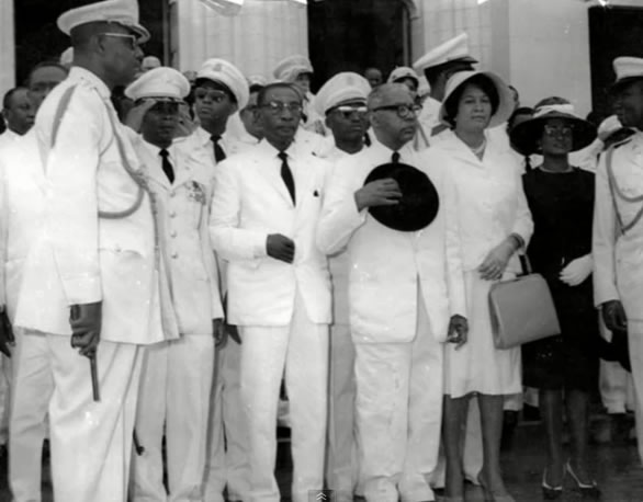 Francois Duvalier and several officers of his Military regime