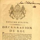 The royal declaration by Henri Christophe in 1821