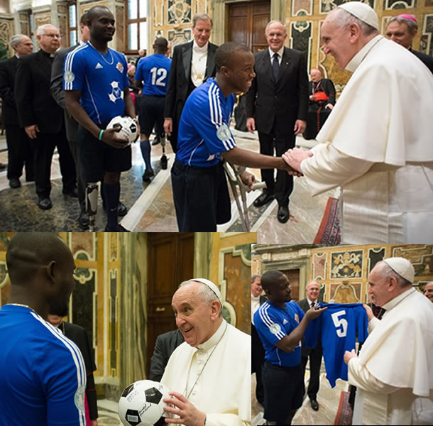Haitian amputees Soccer Team who lost legs in earthquake meet Pope Francis