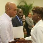 Minister of Culture Dithny Joan RATON and Michel Martelly
