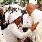 President Michel Martelly with Family victimes - Kanaval accident