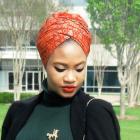 Haitian Designer Paola Mathe with statement-making headwraps
