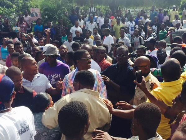 Jude Célestin on the way to vote at Lycée Nationale Pétion-Ville