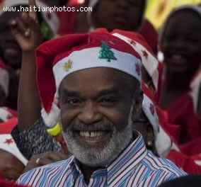 Haitian President Rene Preval Celebrating Christmas