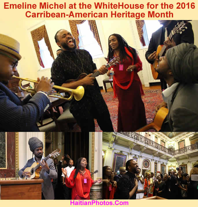 Emeline Michel at the White House for Caribbean-American Heritage Month