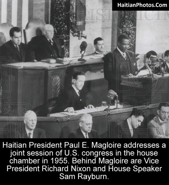 Paul E. Magloire addresses joint session of congress with Richard Nixon
