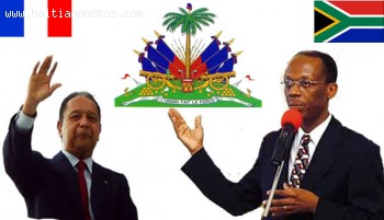 Jean-Claude Duvalier And Jean-Bertrand Aristide With Haitian Flag